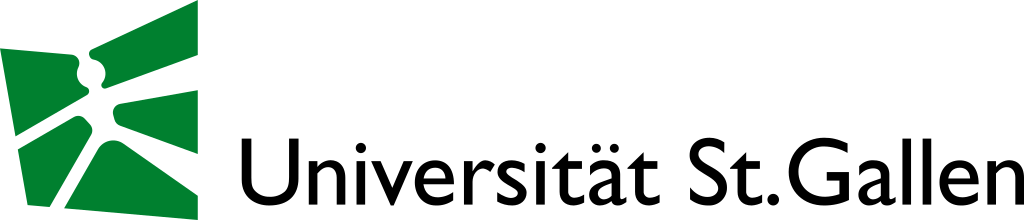 A green and white logo for universitat st. gallen